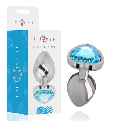 INTENSO - DIlatatore anale in metallo alluminio con cuore blu taglia L