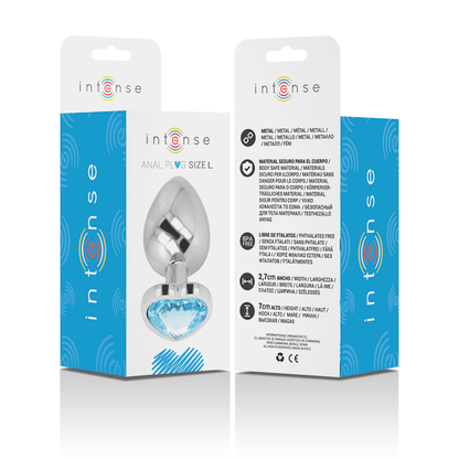 INTENSO - DIlatatore anale in metallo alluminio con cuore blu taglia L