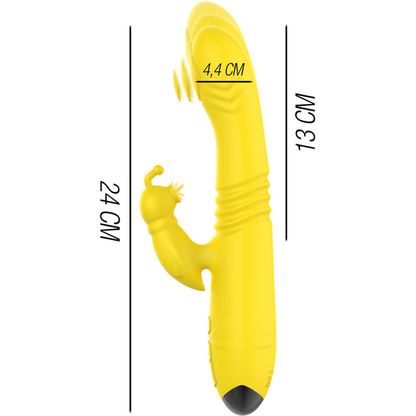 INTENSE - TOKY VIBRATORE MULTIFUNZIONALE RICARICABILE SU E GIÙ CON STIMOLATORE CLITORIDEO GIALLO