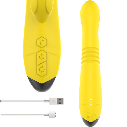 INTENSE - TOKY VIBRATORE MULTIFUNZIONALE RICARICABILE SU E GIÙ CON STIMOLATORE CLITORIDEO GIALLO