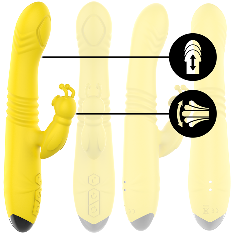 INTENSE - TOKY VIBRATORE MULTIFUNZIONALE RICARICABILE SU E GIÙ CON STIMOLATORE CLITORIDEO GIALLO