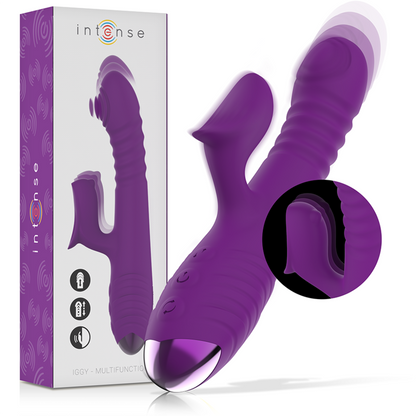 INTENSE - IGGY VIBRATORE MULTIFUNZIONALE RICARICABILE UP &amp; DOWN CON STIMOLATORE CLITORIDEO VIOLA