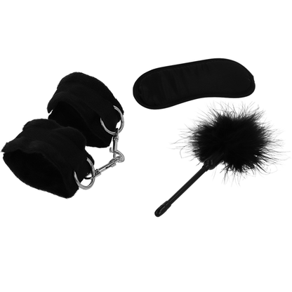 INTENSO - SET FETISH EROTICO 2 CON MANETTE, MASCHERA CIECA E SPOLVERINO