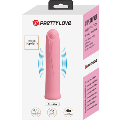 PRETTY LOVE - CURTIS MINI SUPER POWER VIBRATORE 12 VIBRAZIONI IN SILICONE ROSA
