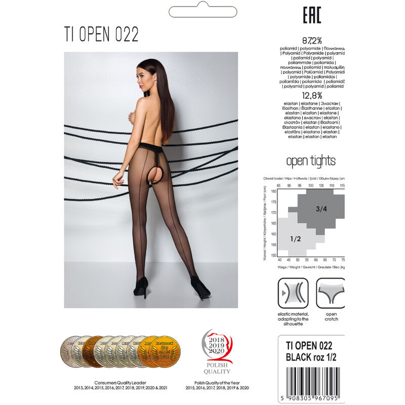 PASSION - TIOPEN 022 NERO/ROSSO CALZE 3/4 20 DEN