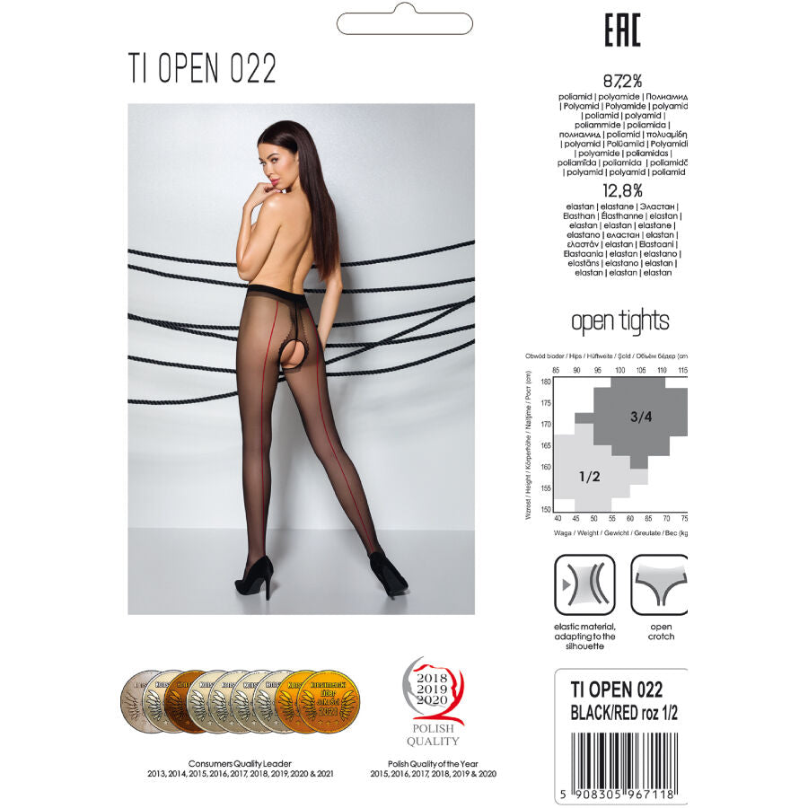 PASSION - TIOPEN 022 NERO/ROSSO CALZE 3/4 20 DEN