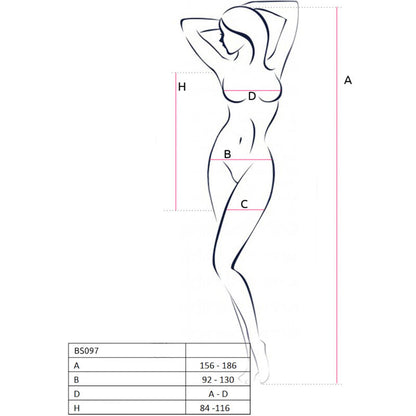 PASSION - BS097 BODYSTOCKING BLANCO TALLA UNICA