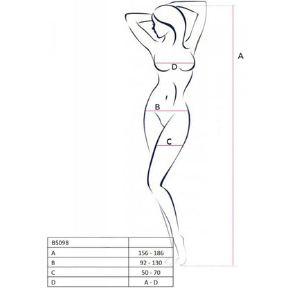 PASSION - BS098 BODYSTOCKING BLANCO TALLA UNICA