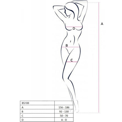 PASSION - BS100 BODYSTOCKING BLANCO TALLA UNICA