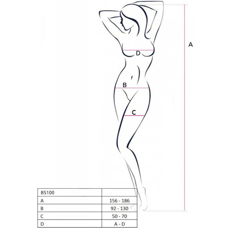 PASSION - BS100 BODYSTOCKING BLANCO TALLA UNICA