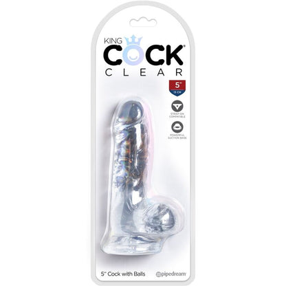 KING COCK - PENE REALISTICO TRASPARENTE CON TESTICOLI 10,1 CM TRASPARENTE