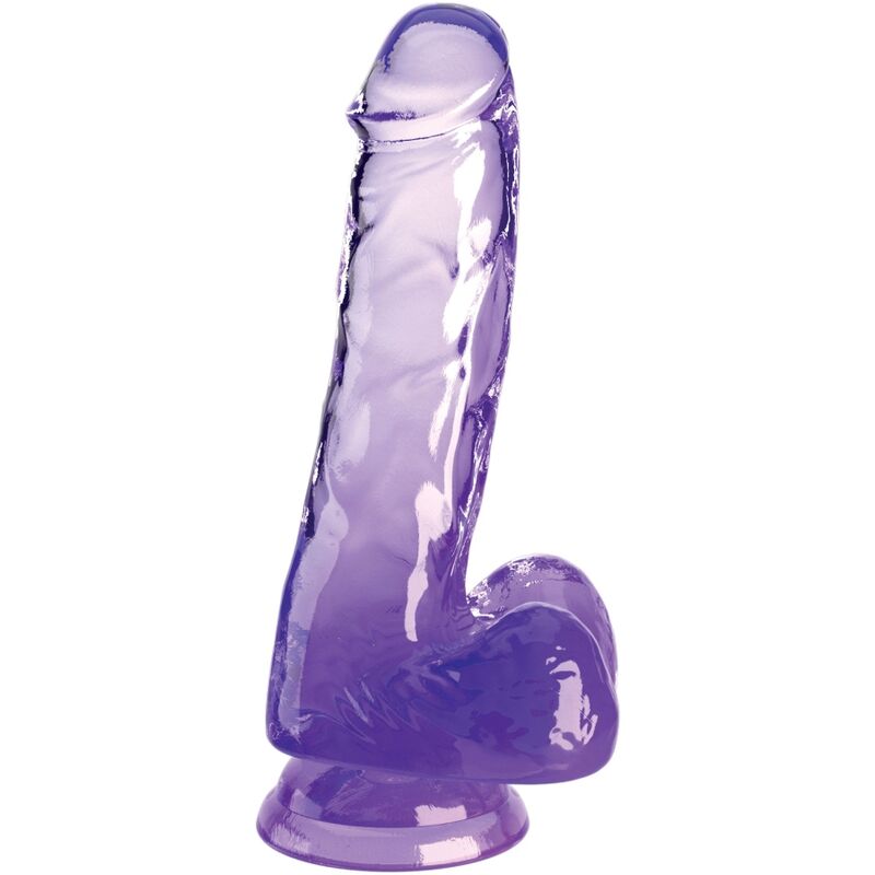 KING COCK - PENE REALISTICO TRASPARENTE CON TESTICOLI 13,5 CM VIOLA