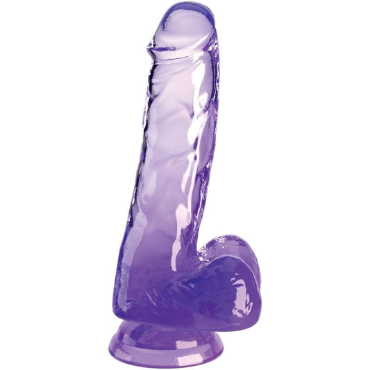 KING COCK - PENE REALISTICO TRASPARENTE CON TESTICOLI 13,5 CM VIOLA