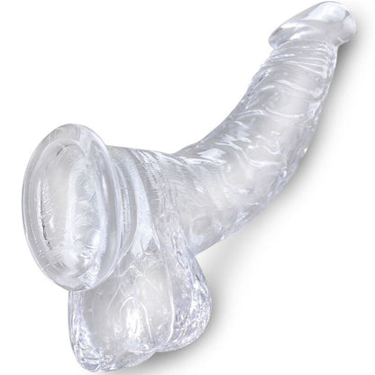 KING COCK - PENE CURVO REALISTICO TRASPARENTE CON TESTICOLI 16,5 CM
