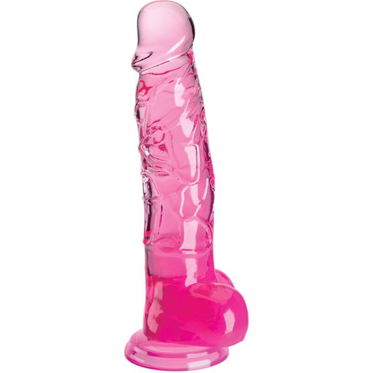 KING COCK - PENE REALISTICO TRASPARENTE CON TESTICOLI 16,5 CM ROSA