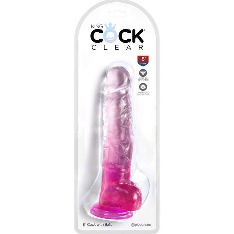 KING COCK - PENE REALISTICO TRASPARENTE CON TESTICOLI 16,5 CM ROSA