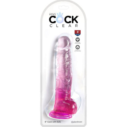 KING COCK - PENE REALISTICO TRASPARENTE CON TESTICOLI 16,5 CM ROSA