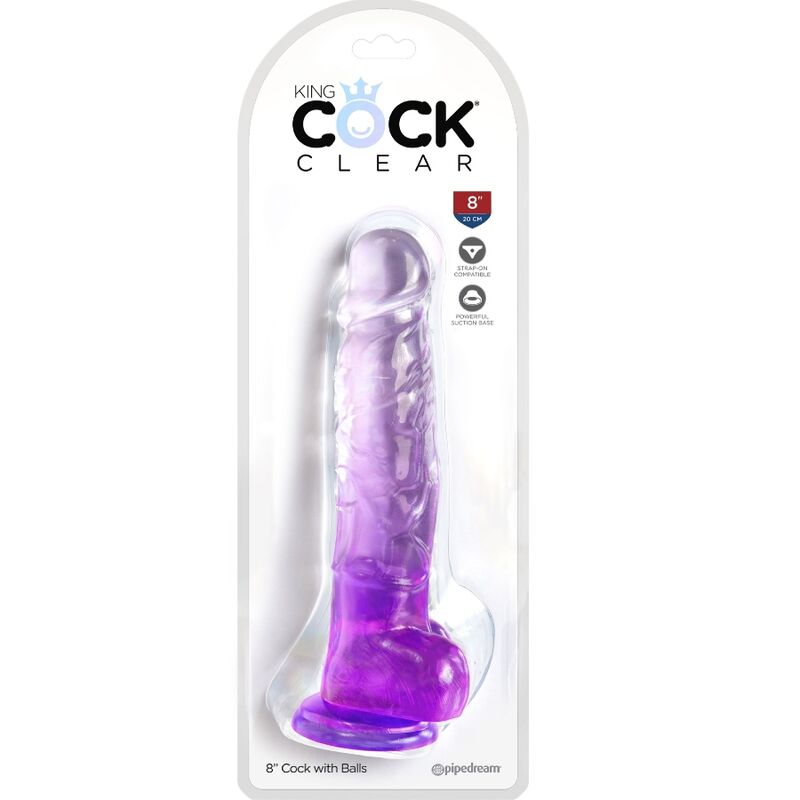 KING COCK - PENE REALISTICO TRASPARENTE CON TESTICOLI 16,5 CM VIOLA