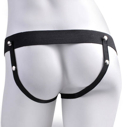 SERIE FETISH FANTASY - IMBRACATURA REGOLABILE PENE REALISTICO CON TESTICOLI RICARICABILI E VIBRATORE 17,8 CM