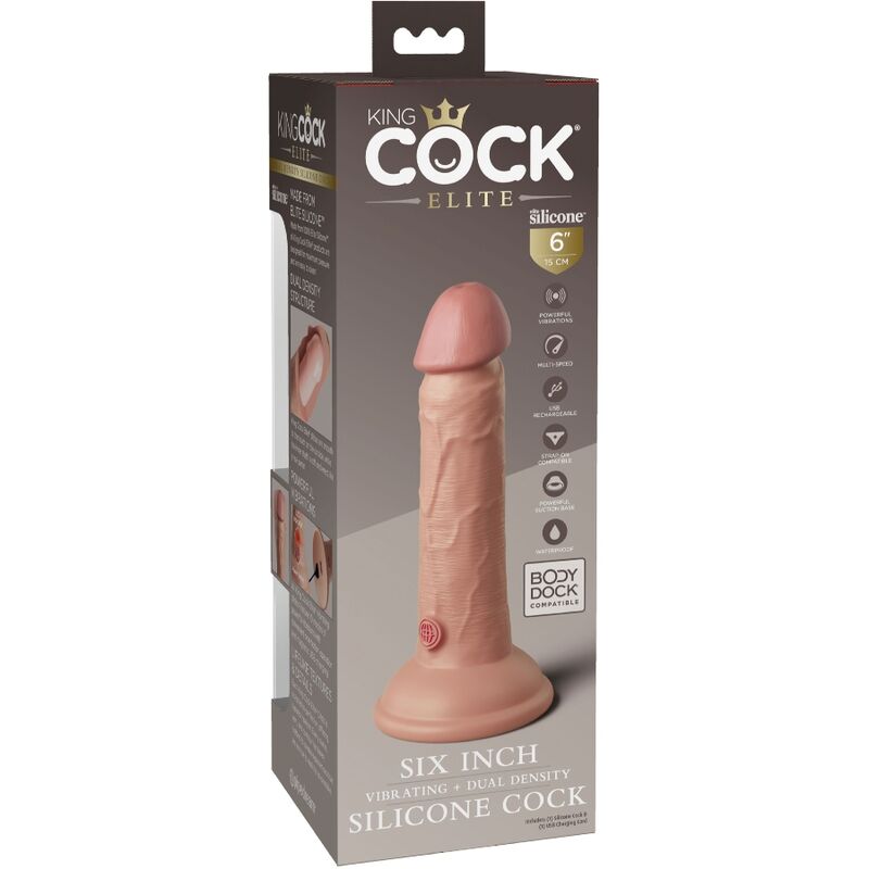 KING COCK - VIBRATORE REALISTICO ELITE E DILDO IN SILICONE 15,2 CM