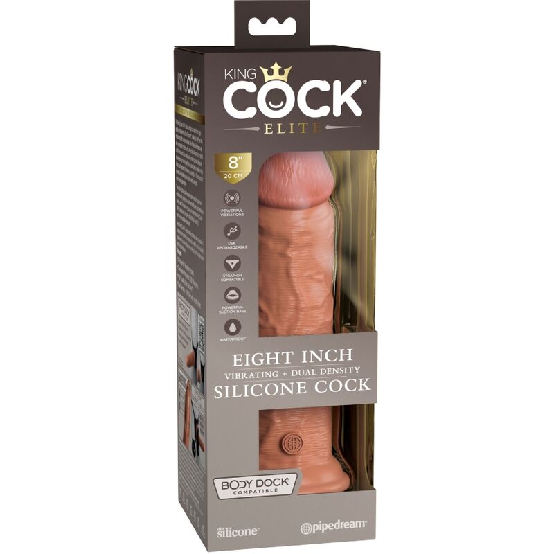 KING COCK - VIBRATORE DILDO REALISTICO ELITE E SILICONE 20,3 CM CANDY