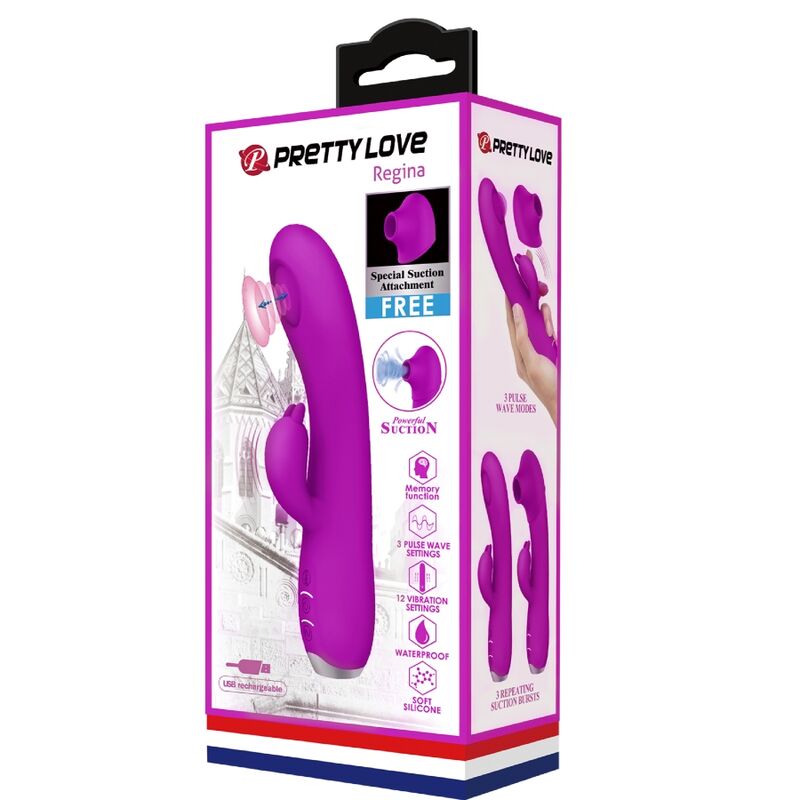 PRETTY LOVE - REGINA VIBRATORE RICARICABILE-GEL ASPIRANTE VIOLA