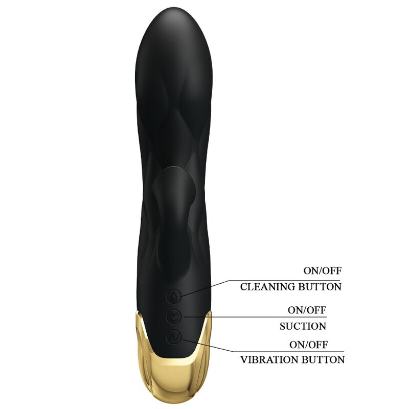 PRETTY LOVE - VIBRATORE NERO RICARICABILE PLACCATO ORO DI LUSSO