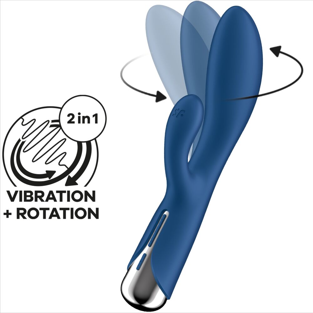 SATISFYER - CONIGLIO GIREVOLE 1 STIMOLAZIONE CLITORIDE E PUNTO G BLU