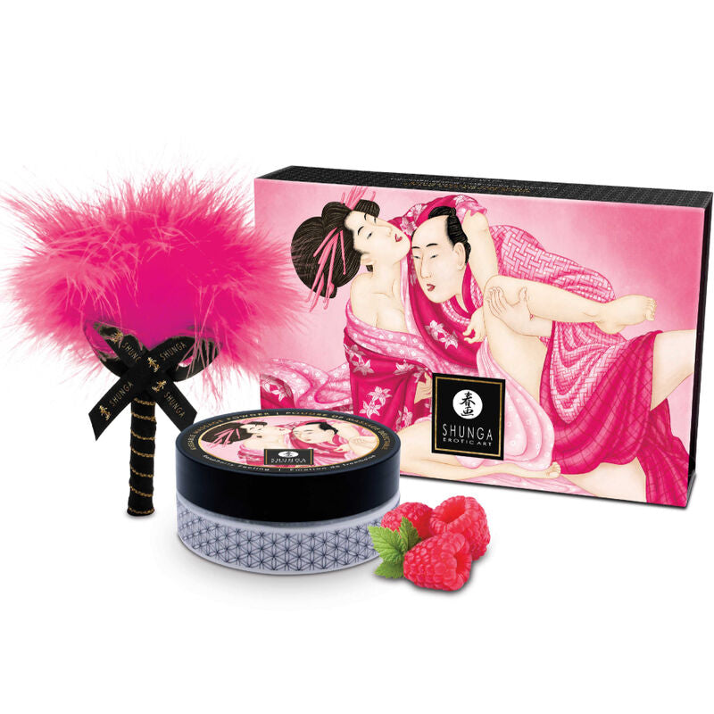 SHUNGA - KIT DI POLVERE DA MASSAGGIO COMMESTIBILI AL LAMPONE