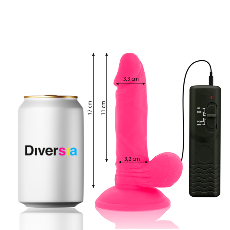 DIVERSIA - DILDO REALISTICO FLESSIBILE VIBRANTE ROSA 17 CM -O- 3,3 CM