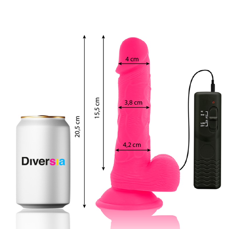DIVERSIA - DILDO REALISTICO FLESSIBILE VIBRANTE ROSA 20,5 CM -O- 4,2 CM