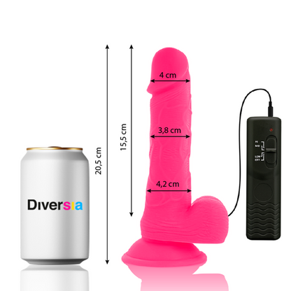 DIVERSIA - DILDO REALISTICO FLESSIBILE VIBRANTE ROSA 20,5 CM -O- 4,2 CM