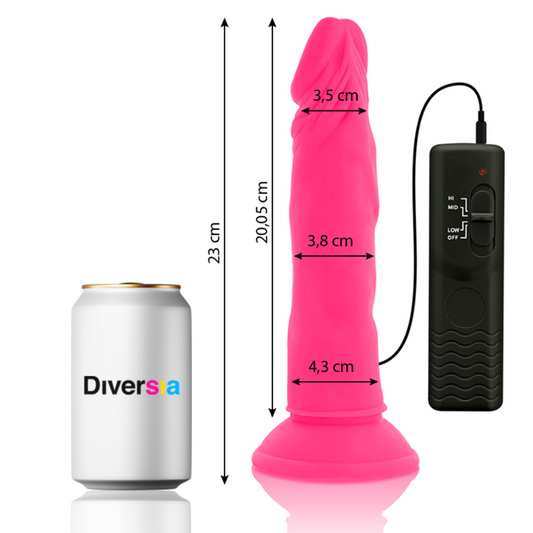DIVERSIA - DILDO REALISTICO FLESSIBILE VIBRANTE ROSA 23 CM -O- 4,3 CM