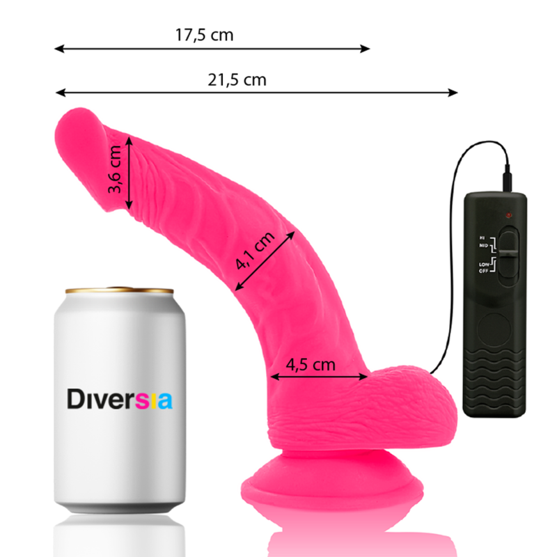 DIVERSIA - DILDO REALISTICO FLESSIBILE VIBRANTE ROSA 21,5 CM -O- 4,5 CM