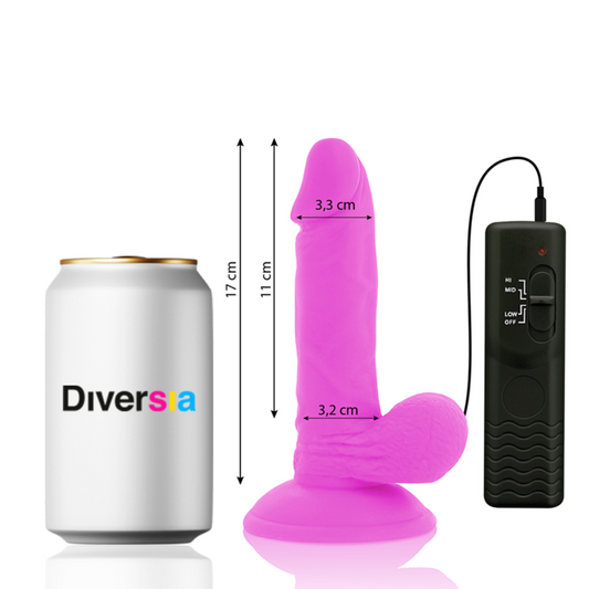 DIVERSIA - DILDO VIBRANTE FLESSIBILE REALISTICO VIOLA 17 CM -O- 3,3 CM