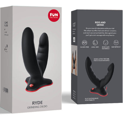 FUN FACTORY - RYDE NERO DOPPIO DILDO E MASSAGGIATORE