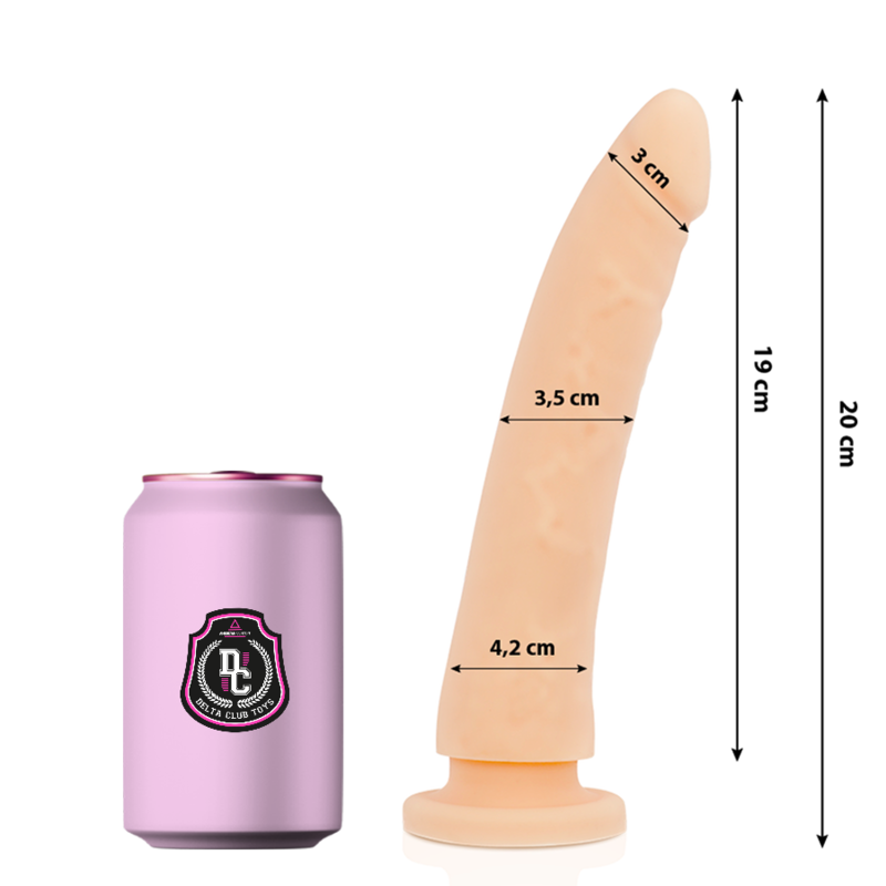 DELTA CLUB - DILDO REALISTICO IN SILICONE MEDICO NATURALE 20 CM -O- 4 CM