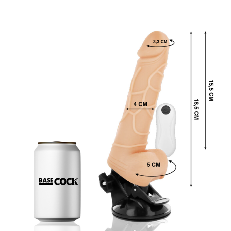 BASECOCK - VIBRATORE REALISTICO TELECOMANDO NERO 18,5 CM -O- 4CM