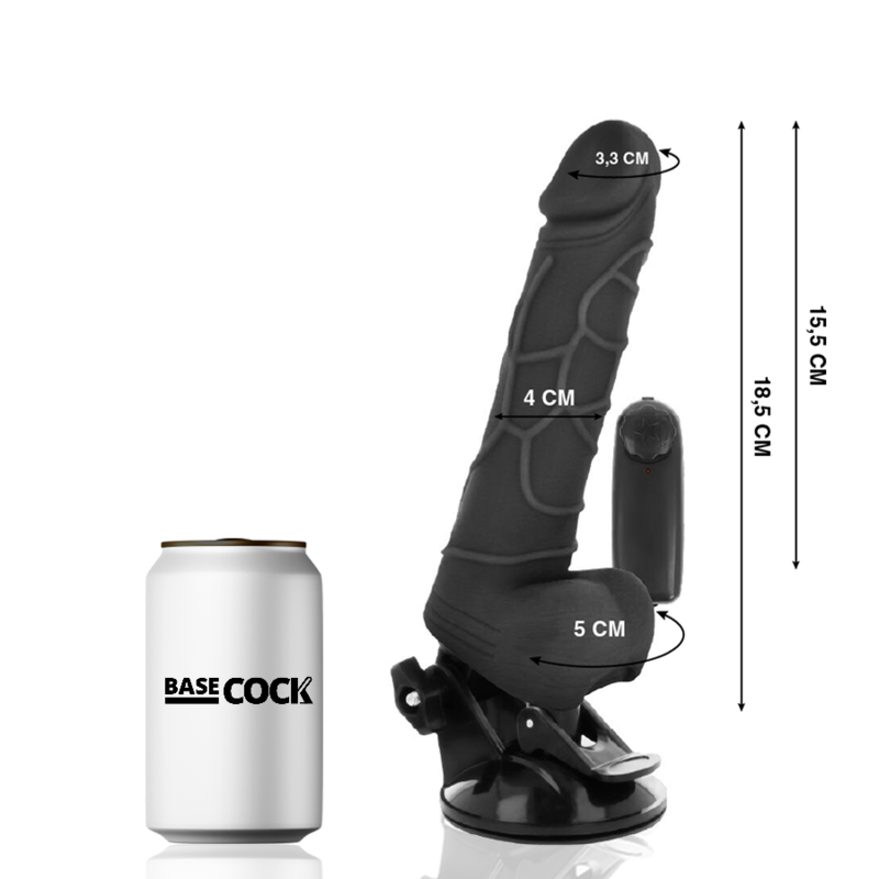 BASECOCK - VIBRATORE REALISTICO TELECOMANDO NERO 18,5 CM -O- 4CM