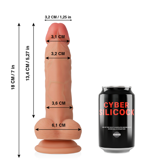 CYBER SILICOCK - JUDE SILICONE LIQUIDO REALISTICO 18 CM -O- 3,2 CM