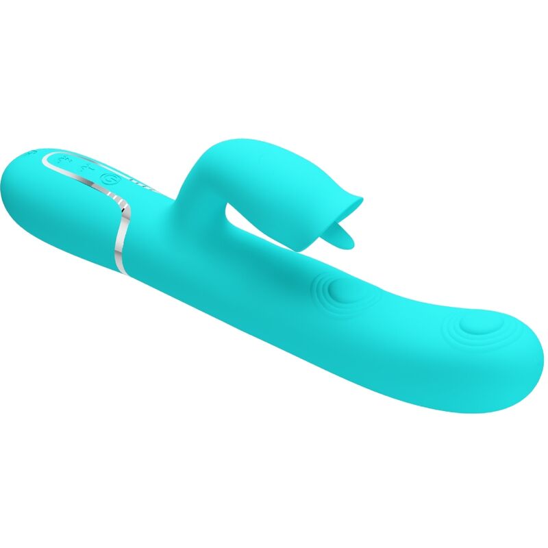 PRETTY LOVE - VIBRATORE CONIGLIO LECCABILI VERDE ACQUA