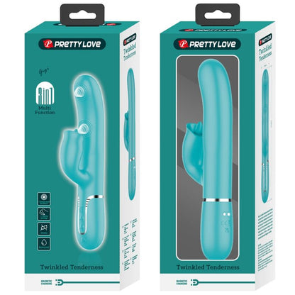PRETTY LOVE - VIBRATORE CONIGLIO LECCABILI VERDE ACQUA