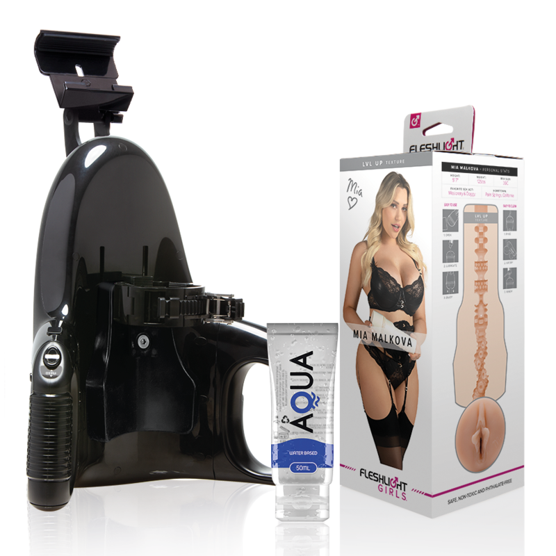 FLESHLIGHT - MIA MALKOVA VAGINA LVL UP + UNIVERSAL LAUNCH + LUBRIFICANTE DI QUALITÀ AQUA 50 ML