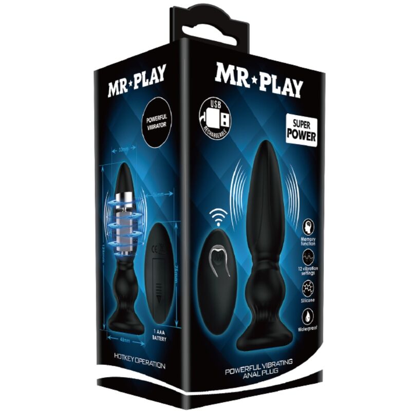 MR PLAY - Potente Plug Anale Vibrante con Telecomando Nero