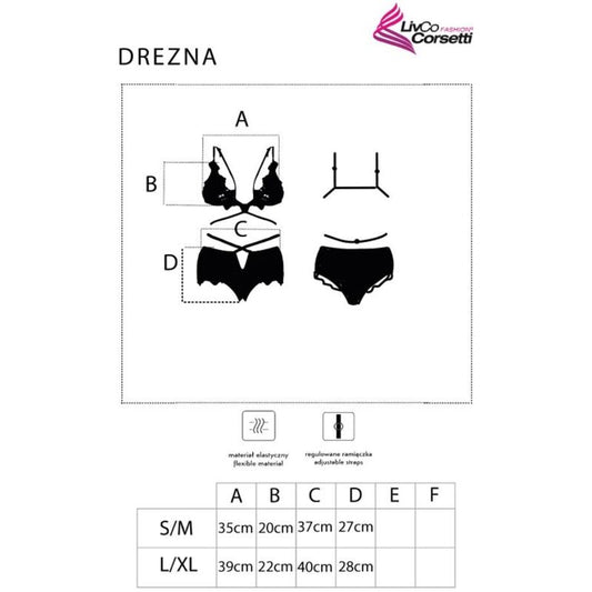LIVCO CORSETTI FASHION - DREZNA LC 90733 SUJETADOR + PANTY NEGRO L/XL