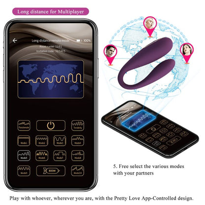 PRETTY LOVE - VIBRATORE DOPPIO PIACERE AUGUST CON TELECOMANDO APP