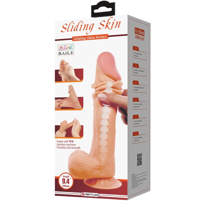 PRETTY LOVE - SERIE SLIDING SKIN DILDO REALISTICO CON VENTOSA SLIDING SKIN 24 CM
