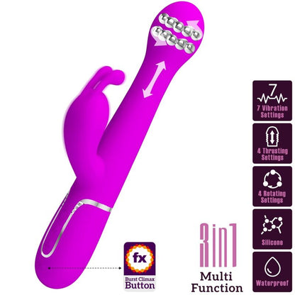 PRETTY LOVE - DEJON VIBRATORE RABBIT MULTIFUNZIONE 3 IN 1 VIOLA