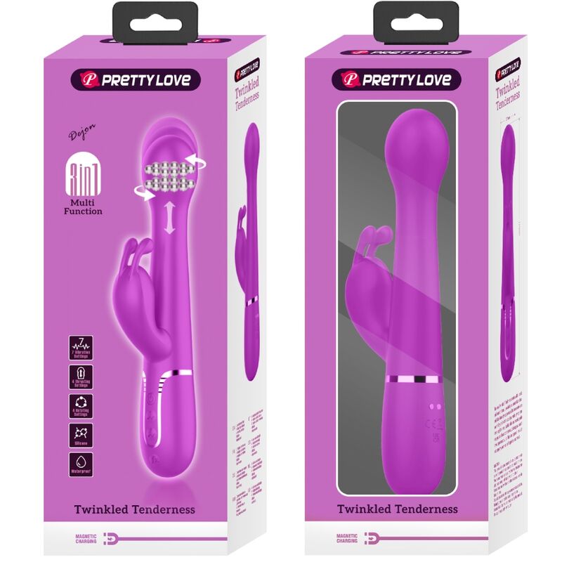 PRETTY LOVE - DEJON VIBRATORE RABBIT MULTIFUNZIONE 3 IN 1 VIOLA