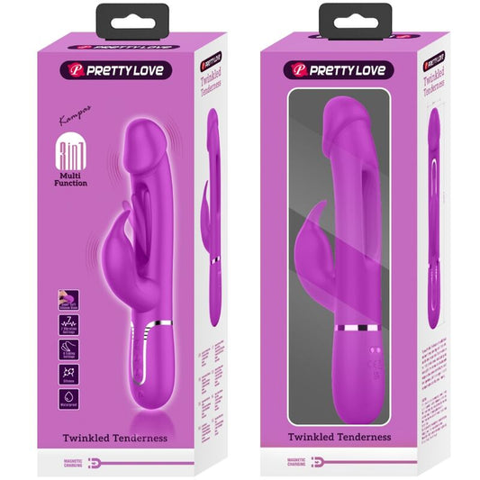 PRETTY LOVE - KAMPAS VIBRATORE CONIGLIO MULTIFUNZIONE 3 IN 1 CON LINGUA FUCSIA